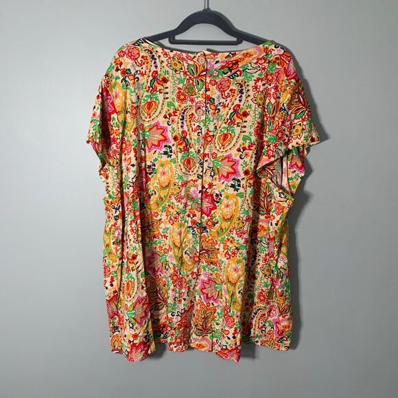 NEW Cynthia Rowley floral lightweight full button back detail flowy shirt top - Picture 6 of 10